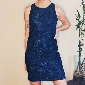 Dex Bodycon Lattice back Denim Chambray dress Size S
